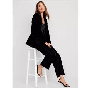 NWT Extra High-Rise Taylor Wide Leg Black Velvet Trouser by Old Navy size Large